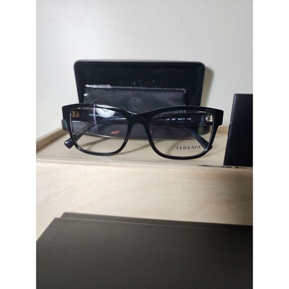 New Authentic Versace 3266 GB1 Eyeglasses Black 55-17 145 - Picture 1 of 7